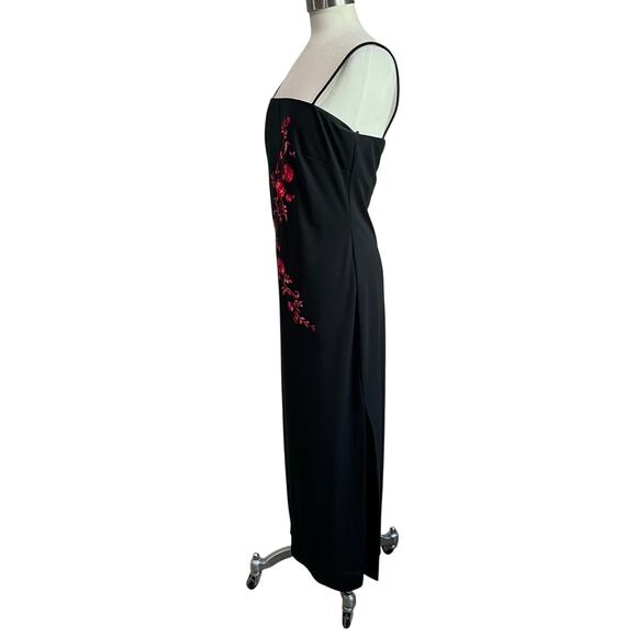 Arianna by Rachel Kaye Y2K Floral Embroidered Black Maxi Gown Size 12 - Picture 2 of 7